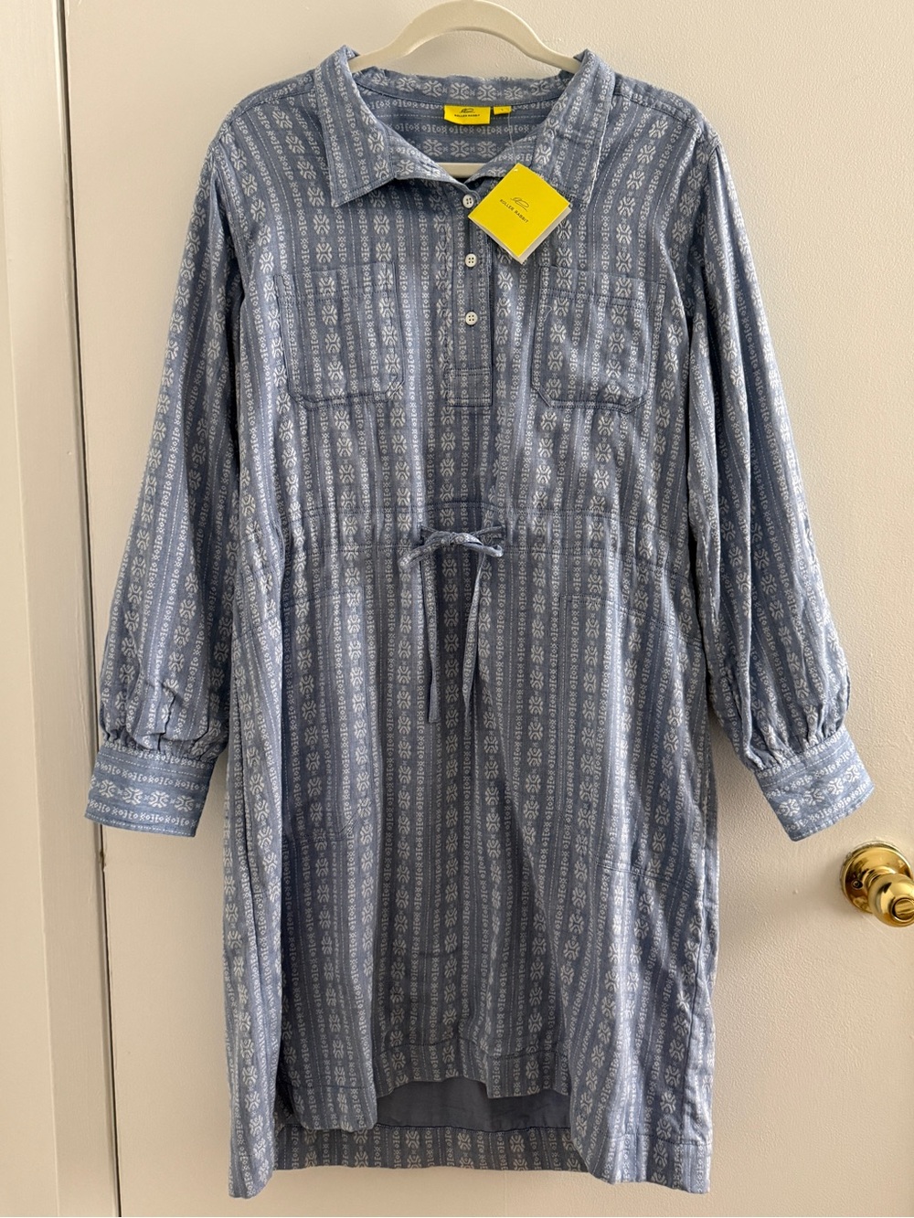 Roller Rabbit NWT Light Blue Embroidered Chambray Long Sleeve Mini Dress Size La